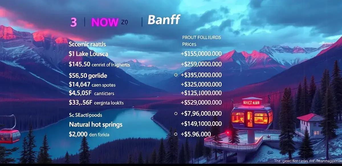 Preços de cada atrativo em Banff