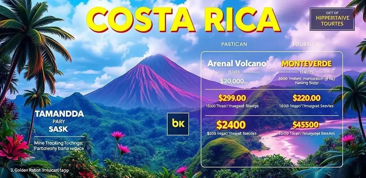 Preços de cada atrativo em Costa Rica