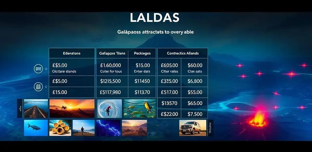 Preços de cada atrativo em Galápagos