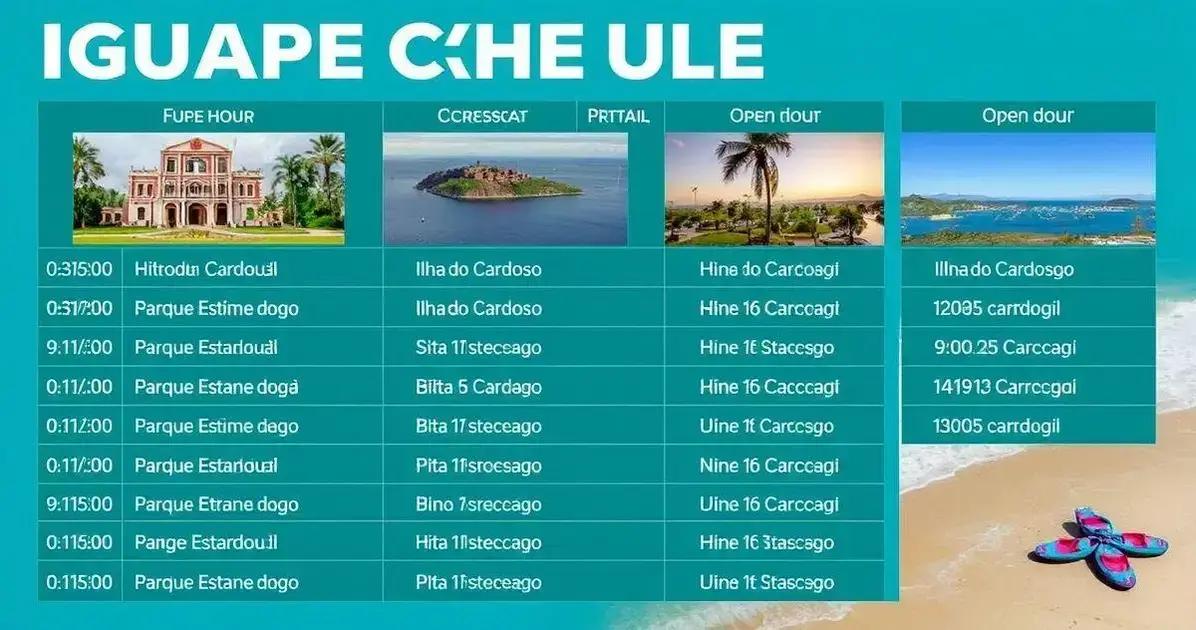 Horários de funcionamento das atrações em Iguape