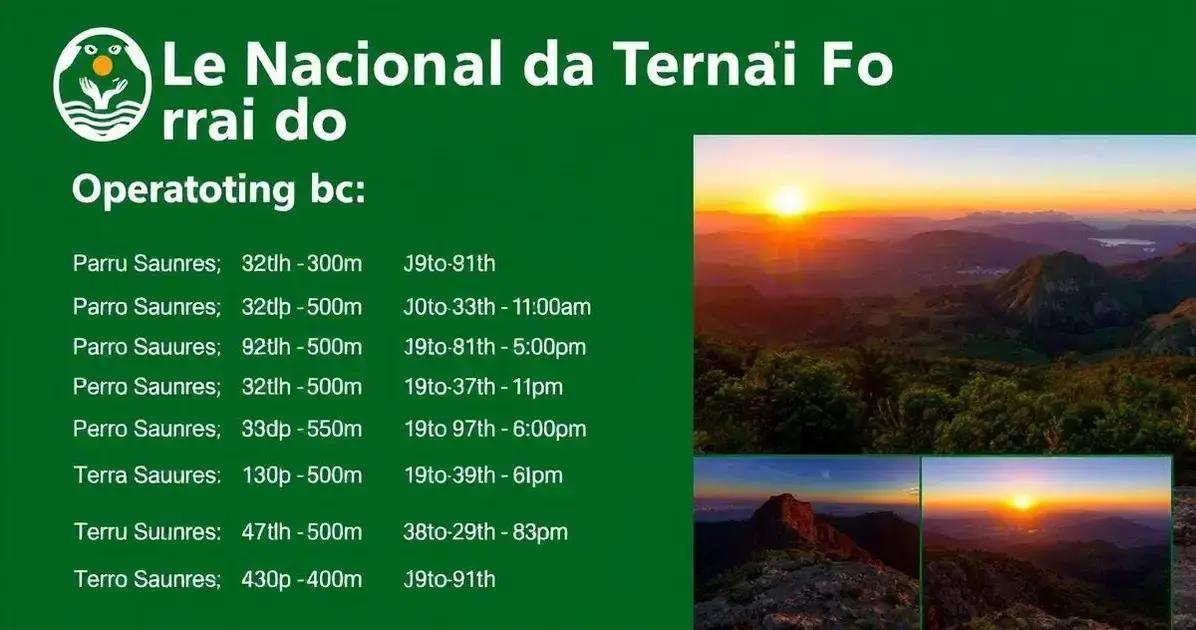 Horários de funcionamento do Parque Nacional da Terra do Fogo