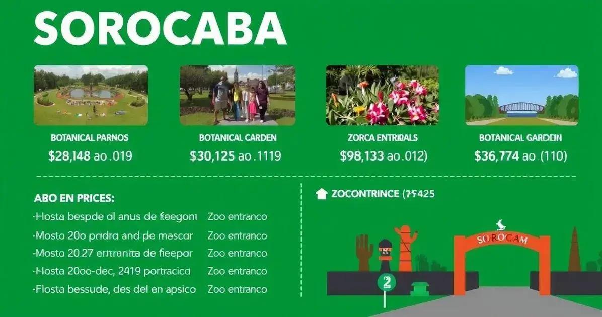 Preços de cada atrativo