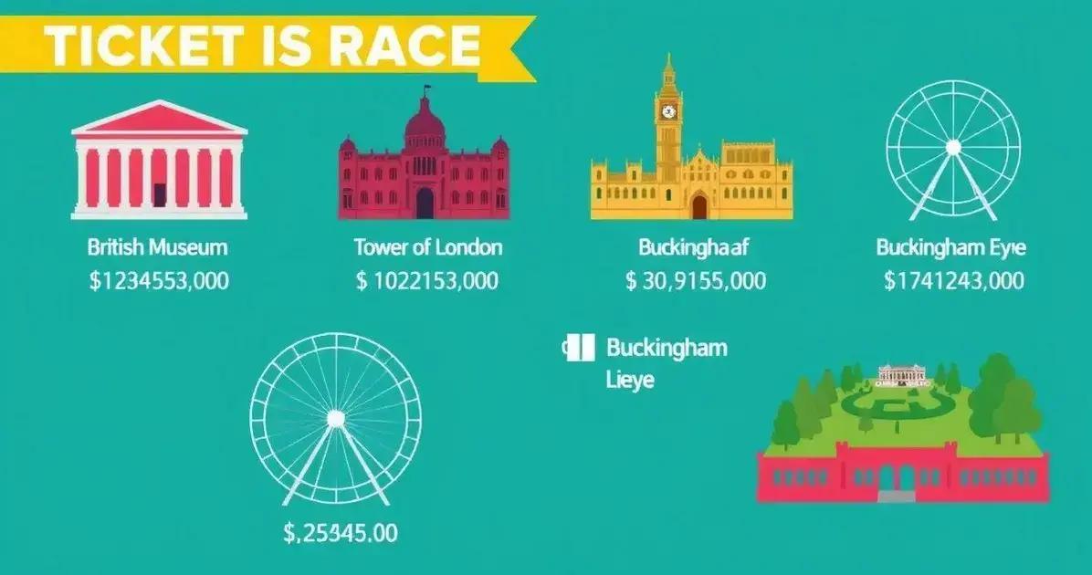 Preços de cada atrativo em Londres