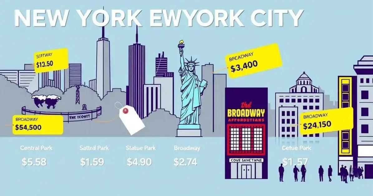 Preços de cada atrativo em Nova York
