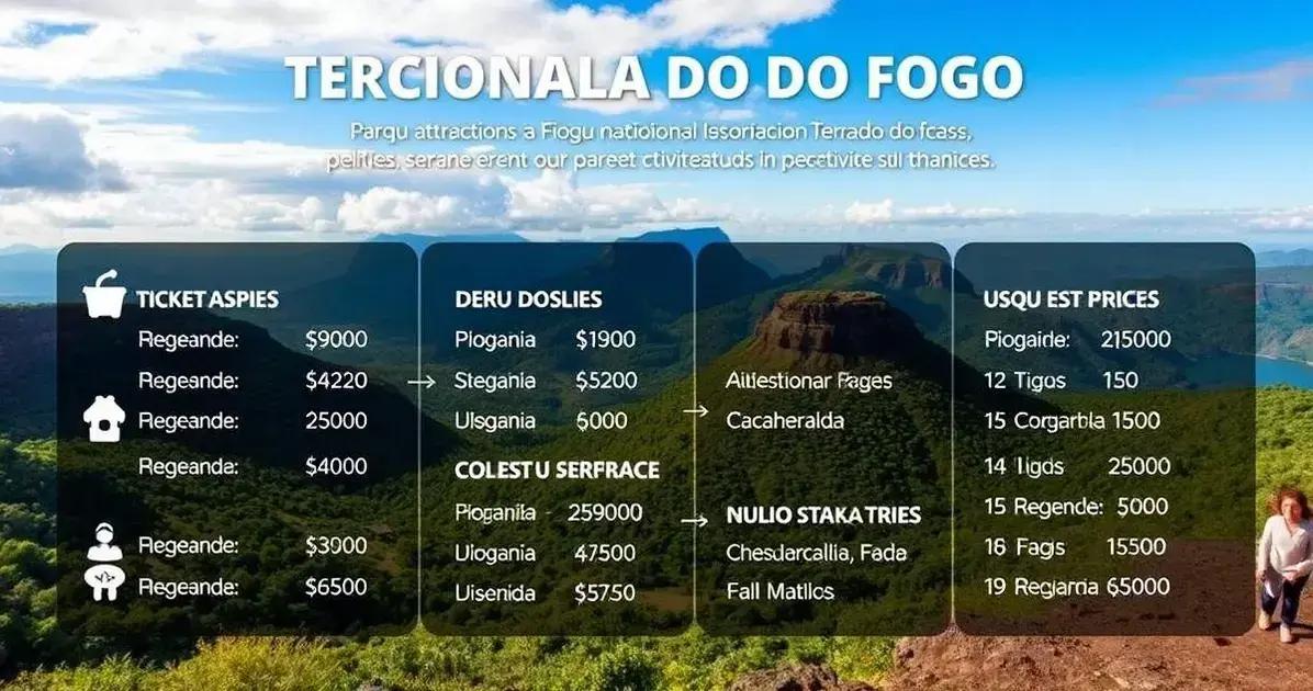 Preços de cada atrativo no Parque Nacional da Terra do Fogo